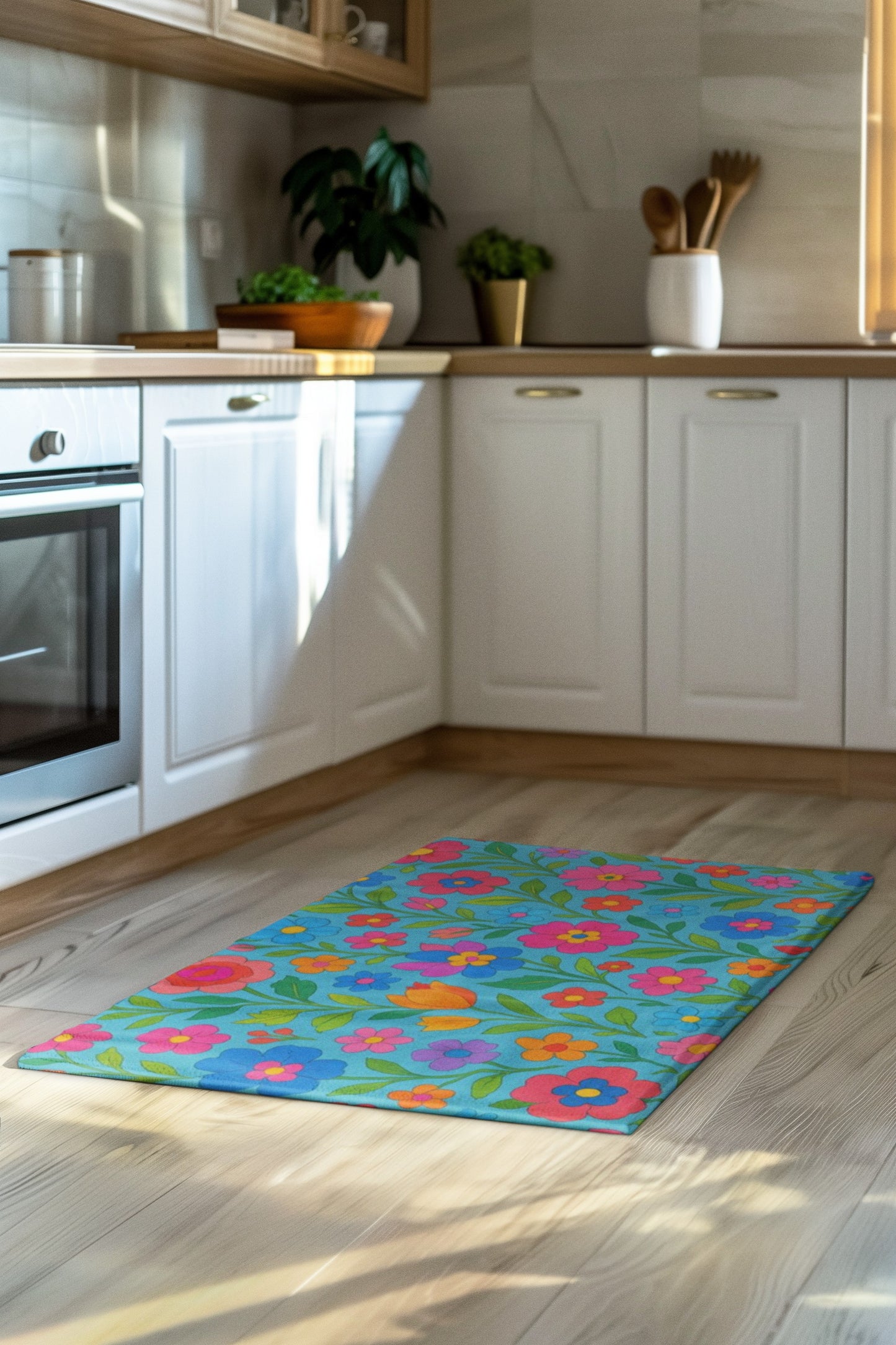 Vibrant Floral Area Rug, Bohemian Home Decor, Living Room Accessory, Gift for Garden Lovers, Spring Decor