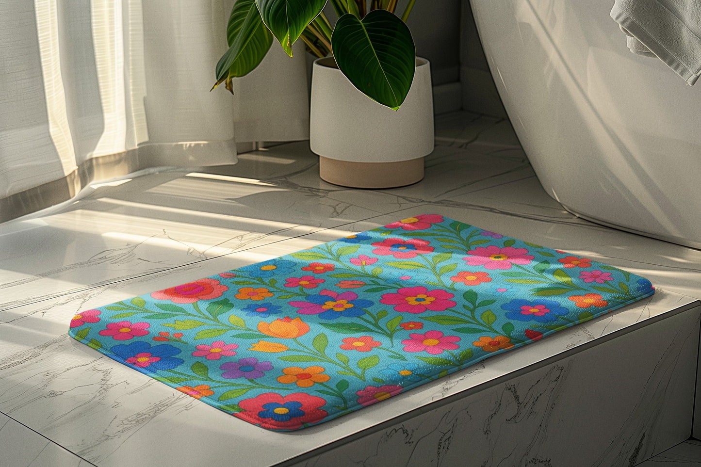 Vibrant Floral Area Rug, Bohemian Home Decor, Living Room Accessory, Gift for Garden Lovers, Spring Decor