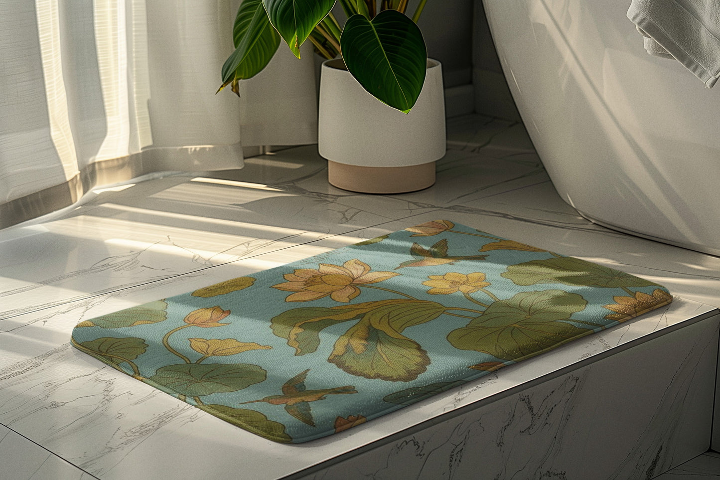 Nature-Inspired Area Rug with Floral and Bird Design, Bohemian Decor, Living Room Accessory, Home Decoration, Gift Idea