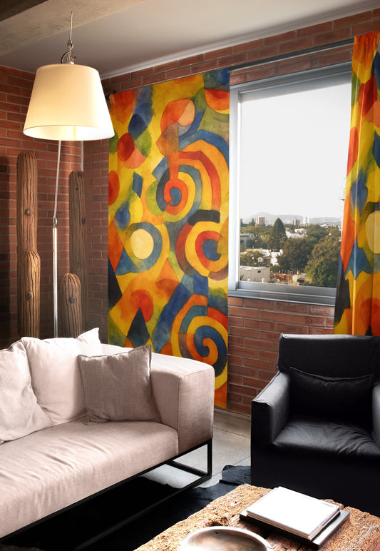 Vibrant Abstract Window Curtains, Colorful Home Decor, Modern Art Drapes, Living Room Enhancement, Unique Interior Design