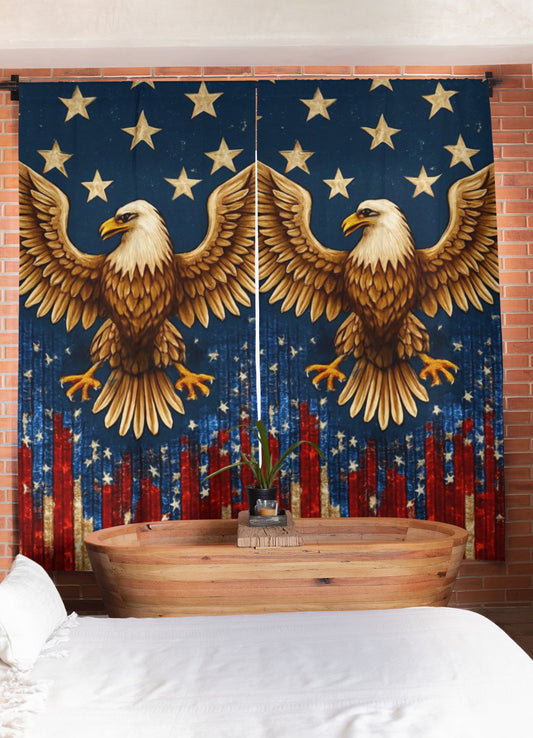 Patriotic Eagle Window Curtain, American Flag Home Decor, 4th of July Decorations, Unique Wall Hanging, Independence Day Gifts