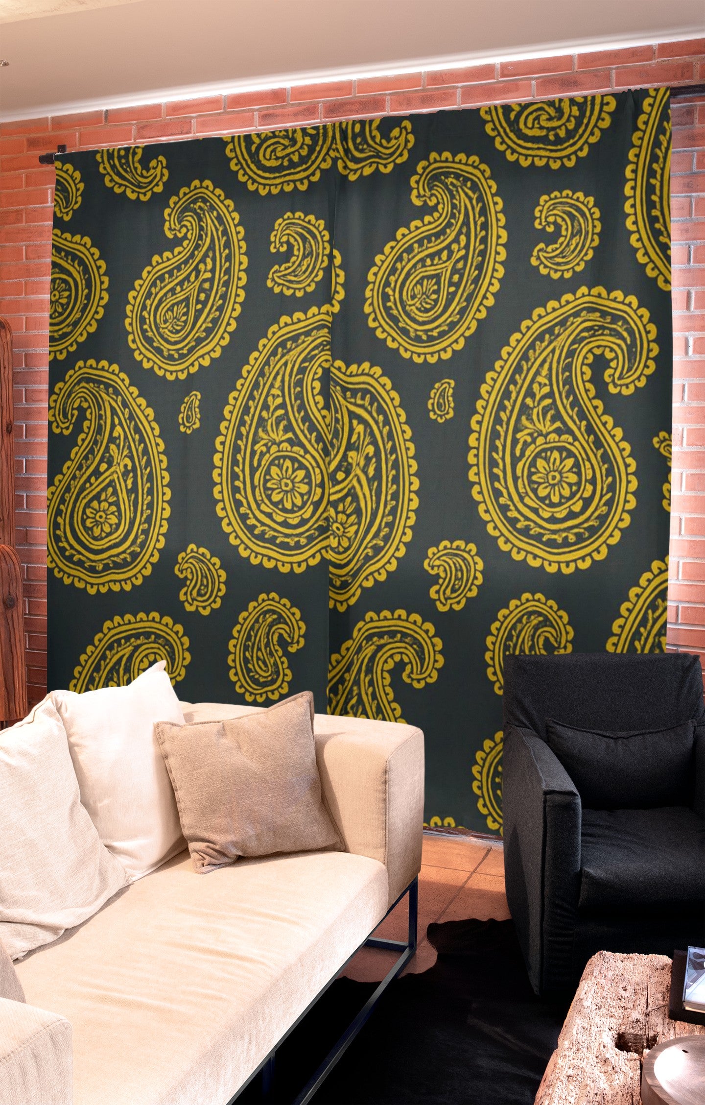 Elegant Paisley Window Curtain Panel, Bohemian Home Decor, Living Room Drapes, Bedroom Window Treatment, Modern Curtains