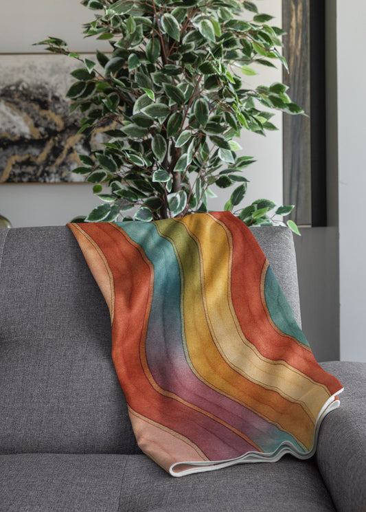 Vibrant Waves Throw Blanket – Cozy, Colorful Decor for Home, Bohemian Style, Unique Gift for Any Occasion, Perfect for Lounging
