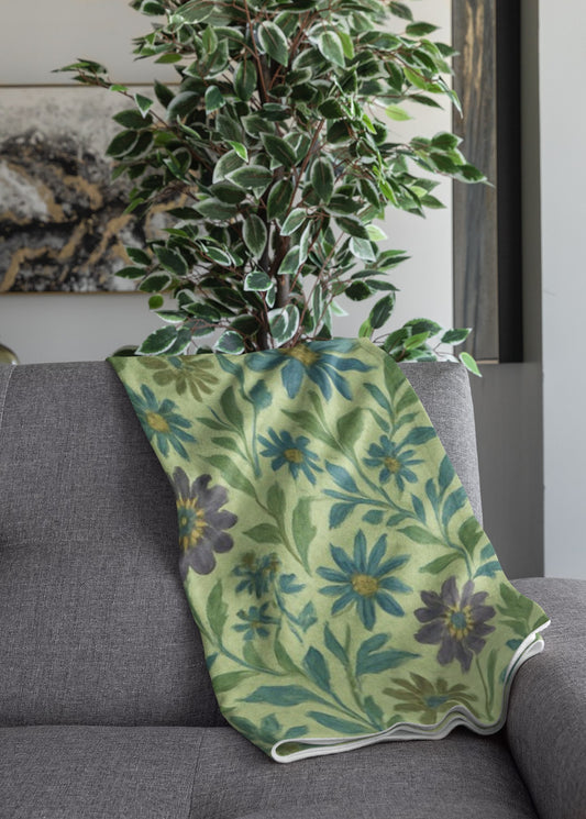 Botanical Print Throw Blanket, Cozy Floral Blanket for Home Decor, Gift for Her, Couch Blanket, Spring Decor Accessory