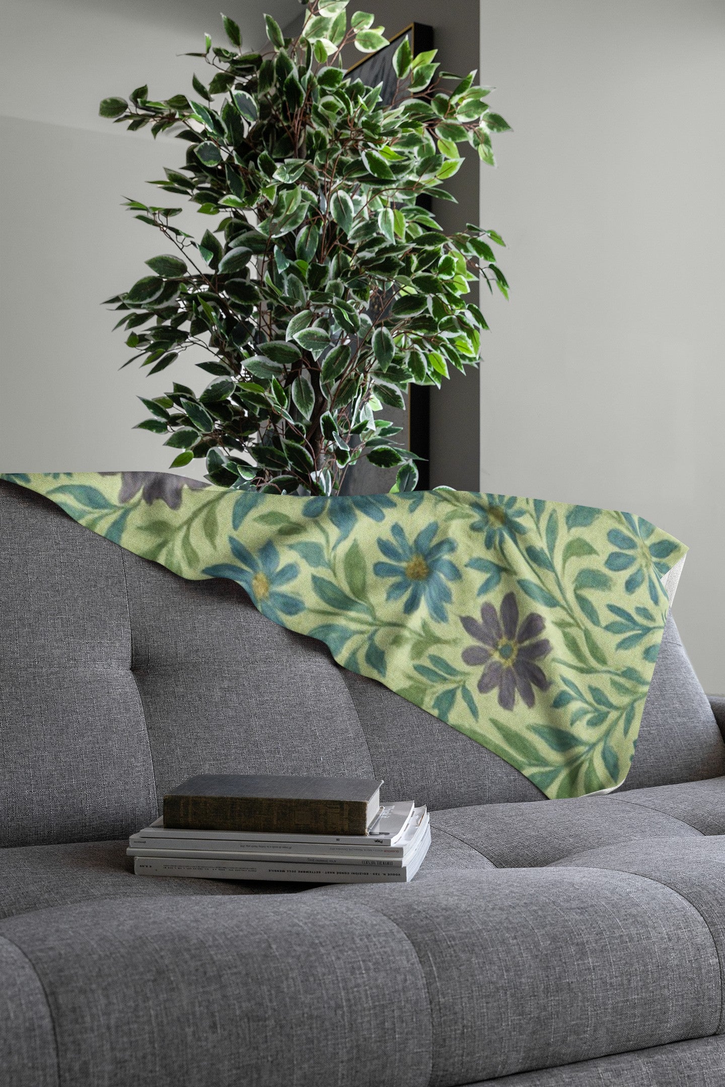 Botanical Print Throw Blanket, Cozy Floral Blanket for Home Decor, Gift for Her, Couch Blanket, Spring Decor Accessory