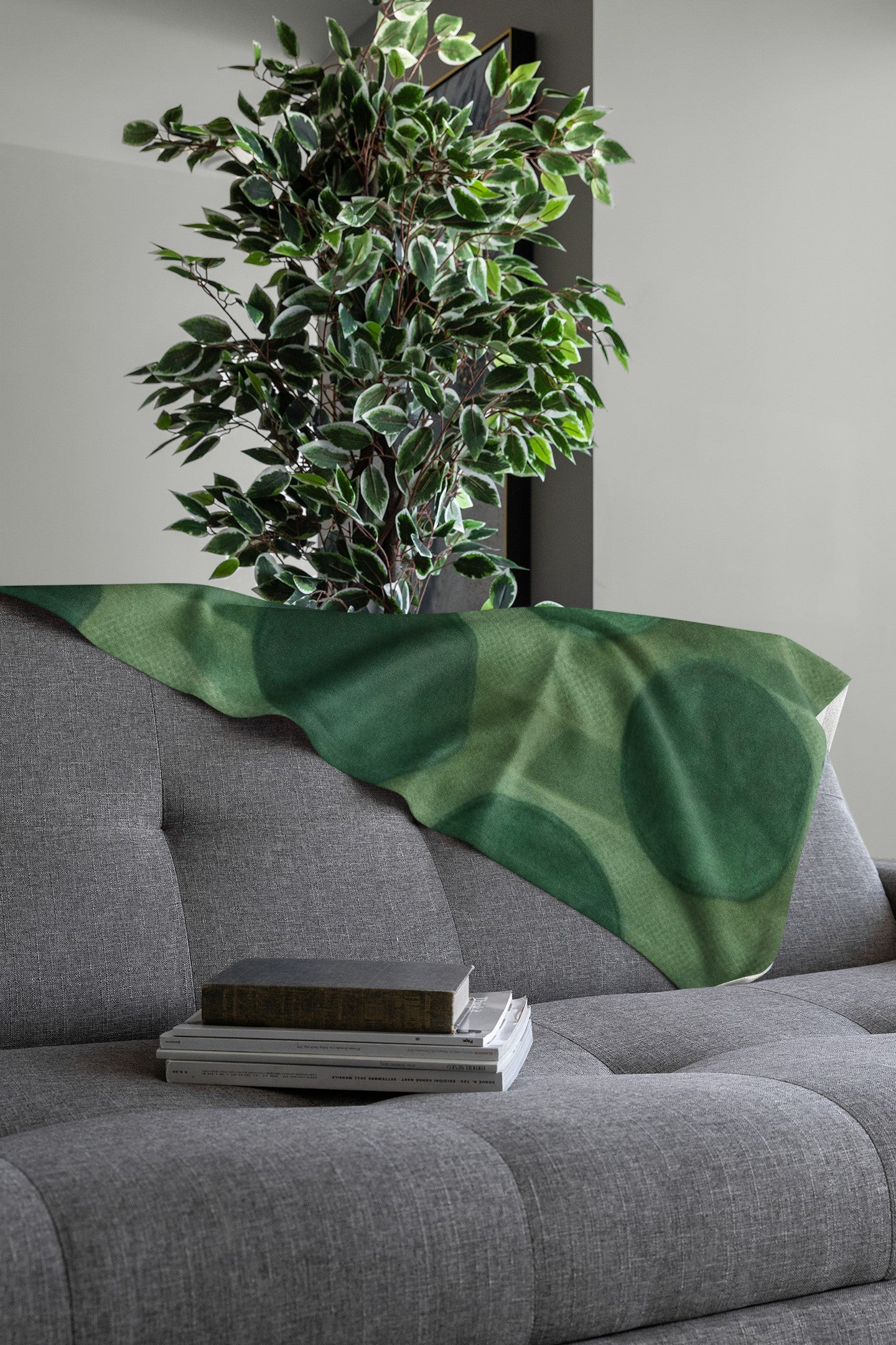 Eco-Friendly Throw Blanket, Cozy Home Decor, Gift for Housewarming, Perfect for Picnics, Unique Green Dotted Pattern