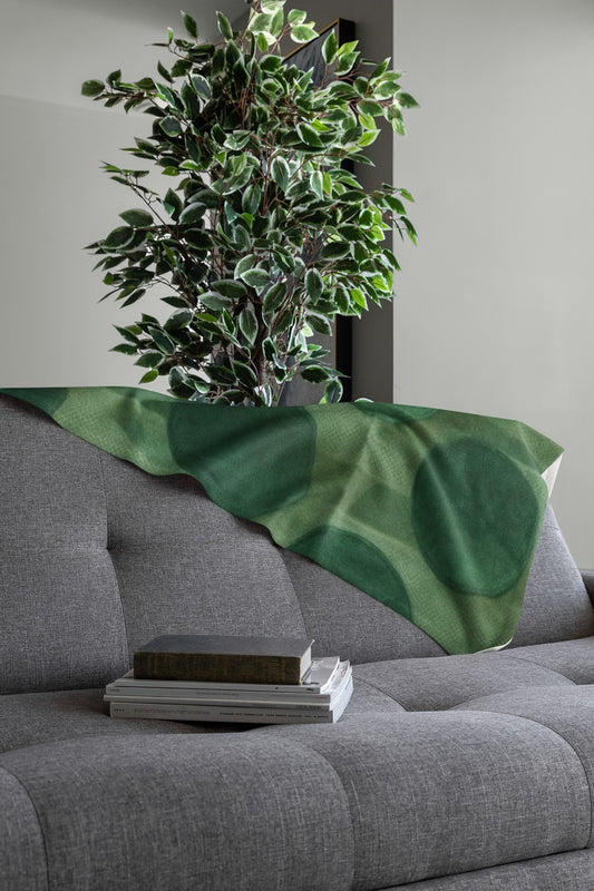 Eco-Friendly Throw Blanket, Cozy Home Decor, Gift for Housewarming, Perfect for Picnics, Unique Green Dotted Pattern