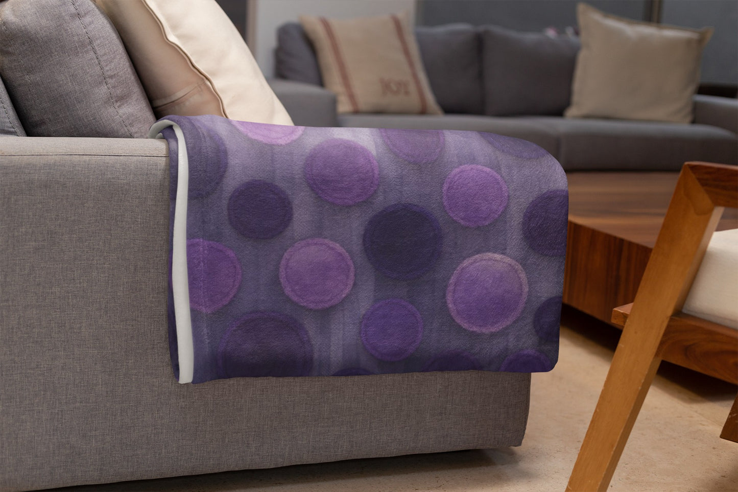 Cozy Purple Dotted Throw Blanket, Home Decor, Soft Fleece Blanket, Gift for Her, Stylish Couch Throw, Bedspread for All Seasons