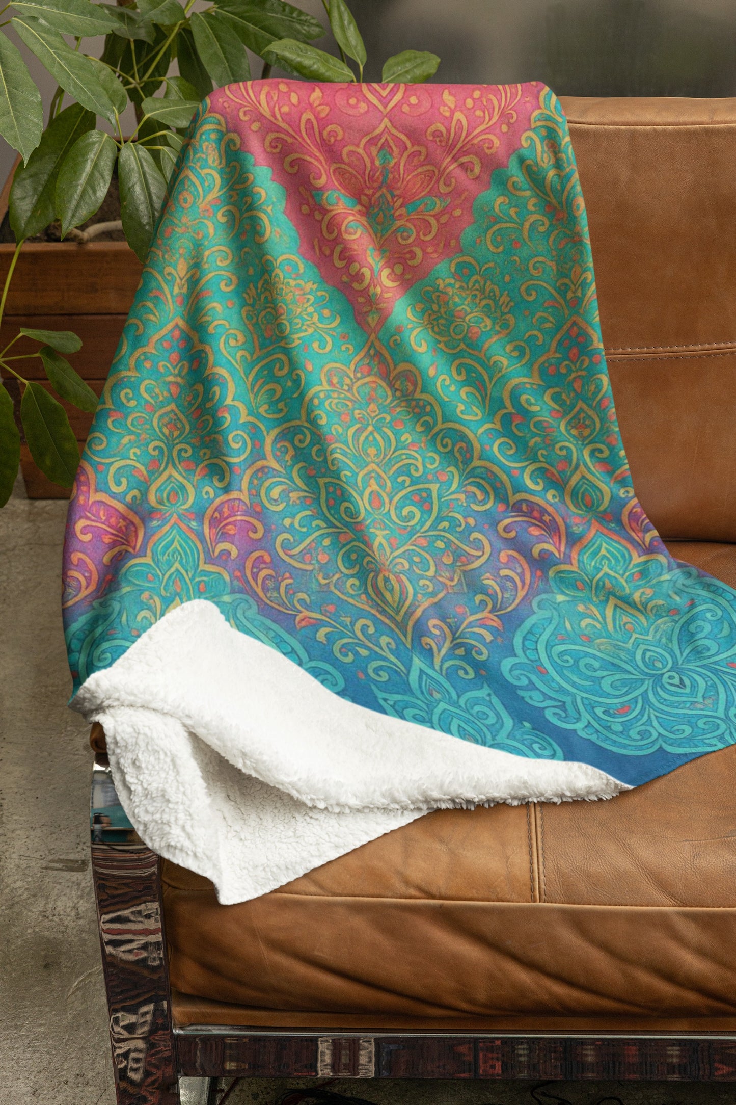 Bohemian Chic Throw Blanket for Cozy Decor, Reversible Soft Blanket, Home Accents, Gift for Her, Meditation Accessory