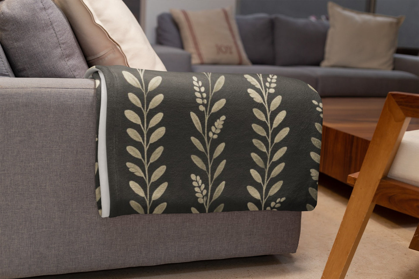 Botanical Pattern Throw Blanket, Cozy Home Decor, Gift for Her, Winter Warmth, Boho Chic, Plant Lover's Gift