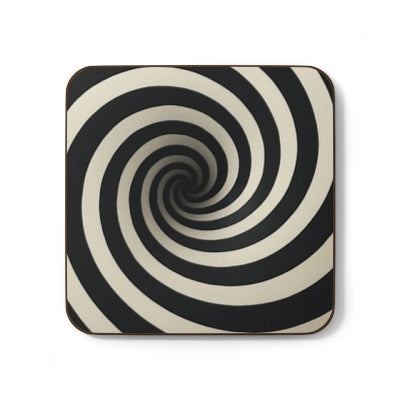 Spiral Black and White Coaster Set | Retro Home Decor, Unique Gift, Table Protection, Kitchen Accessory, Spiral Design