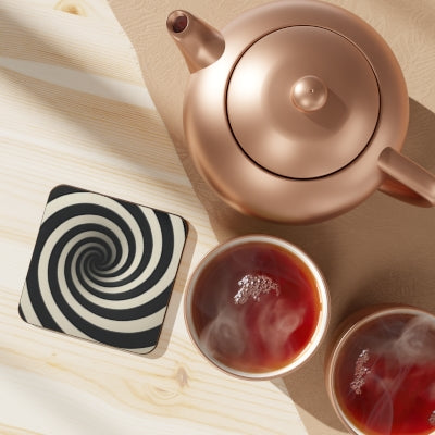 Spiral Black and White Coaster Set | Retro Home Decor, Unique Gift, Table Protection, Kitchen Accessory, Spiral Design
