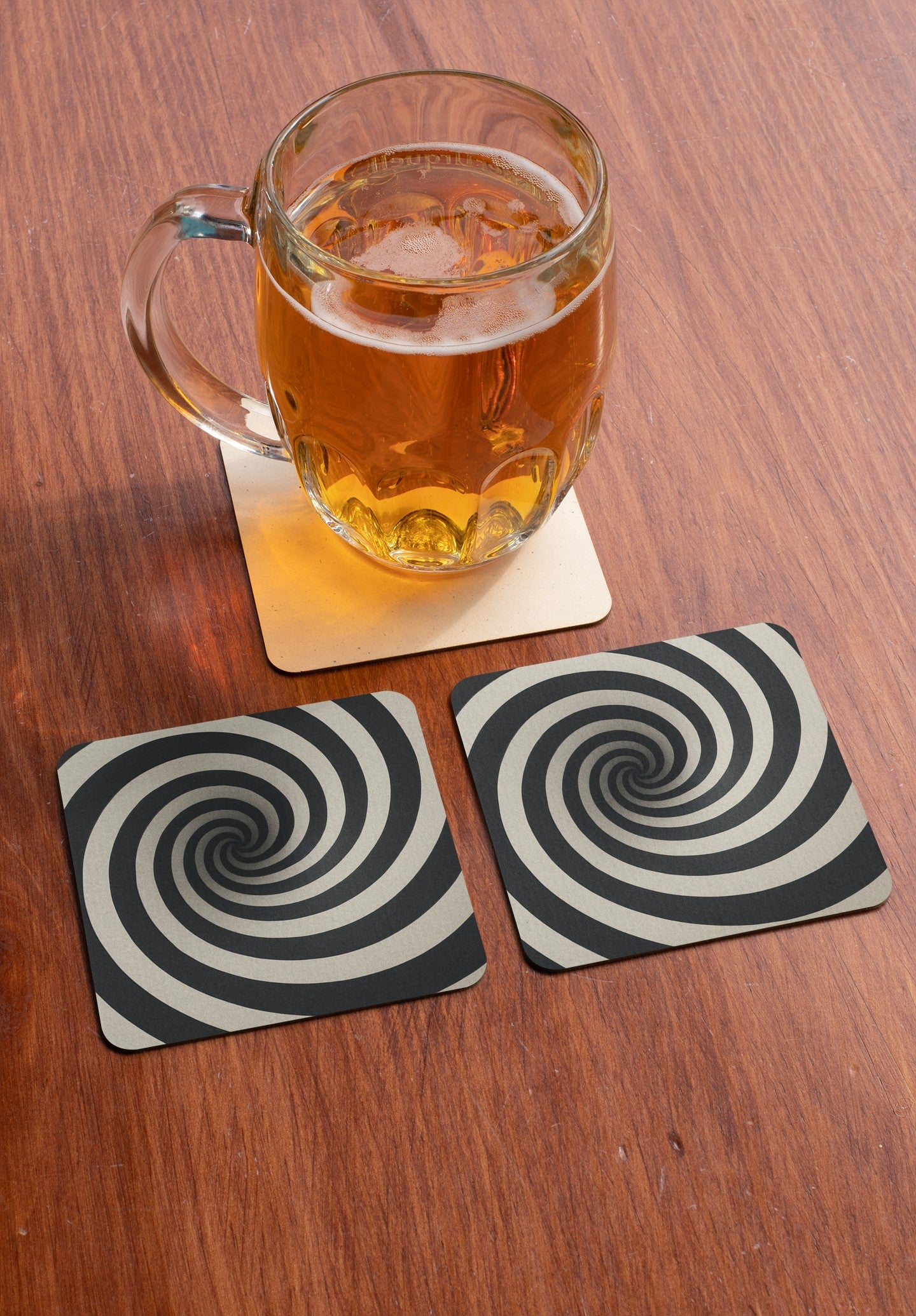 Spiral Black and White Coaster Set | Retro Home Decor, Unique Gift, Table Protection, Kitchen Accessory, Spiral Design