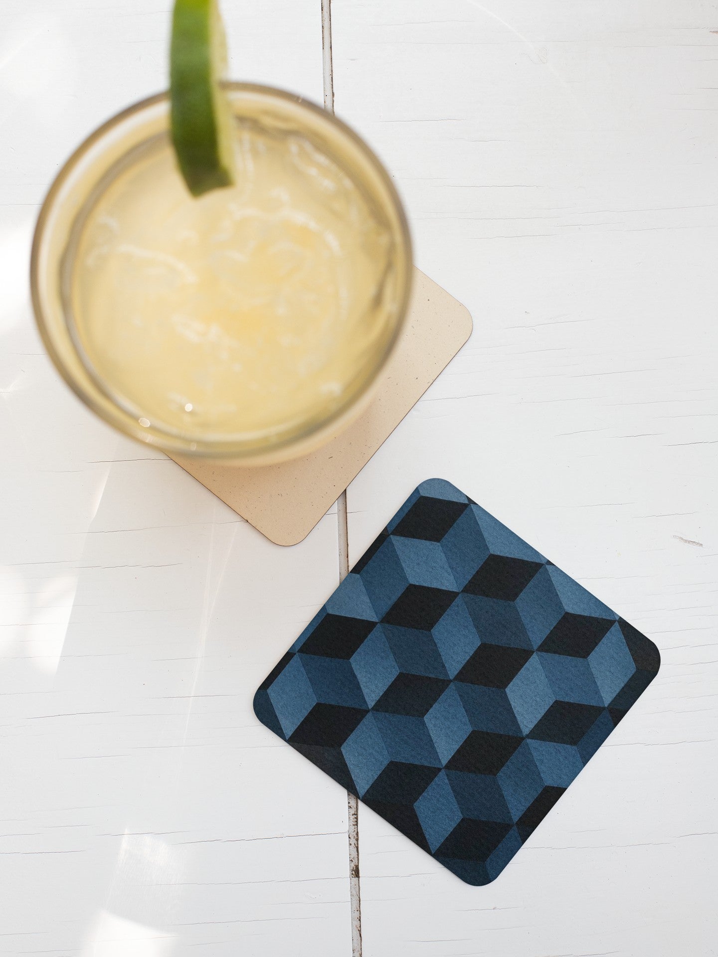 Stylish Geometric Coasters - Modern Home Decor, Unique Gifts, Drink Accessories, Coffee Table Style, Housewarming Essentials, Blue Patterns