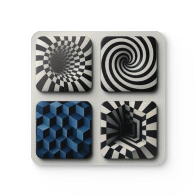 Stylish Corkwood Coaster Set - Modern Home Decor, Unique Gift for Housewarming, Drink Coasters, Tabletop Accessories, Geometric Patterns