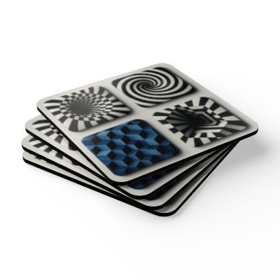 Stylish Corkwood Coaster Set - Modern Home Decor, Unique Gift for Housewarming, Drink Coasters, Tabletop Accessories, Geometric Patterns
