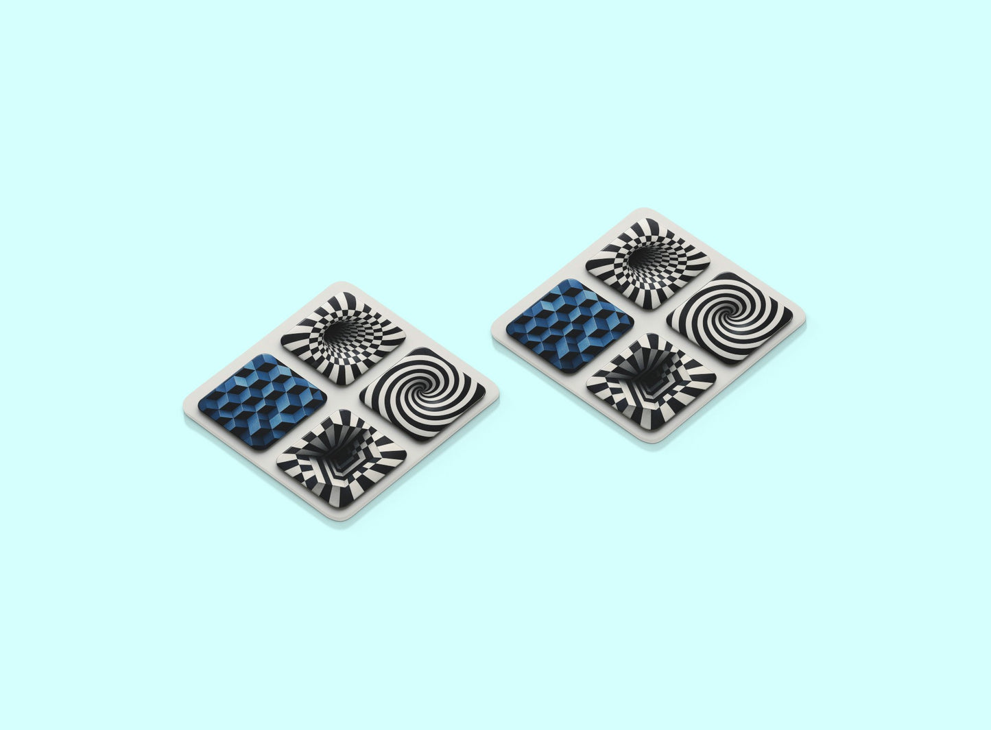 Stylish Corkwood Coaster Set - Modern Home Decor, Unique Gift for Housewarming, Drink Coasters, Tabletop Accessories, Geometric Patterns