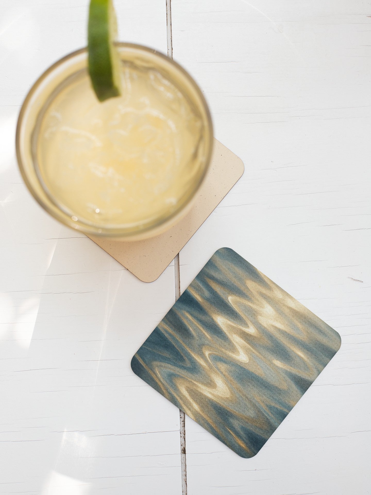 Elegant Ripple Cork Back Coaster, Stylish Drink Coaster, Home Decor, Housewarming Gift, Nautical Theme Coaster, Ocean Vibe Home Accessory