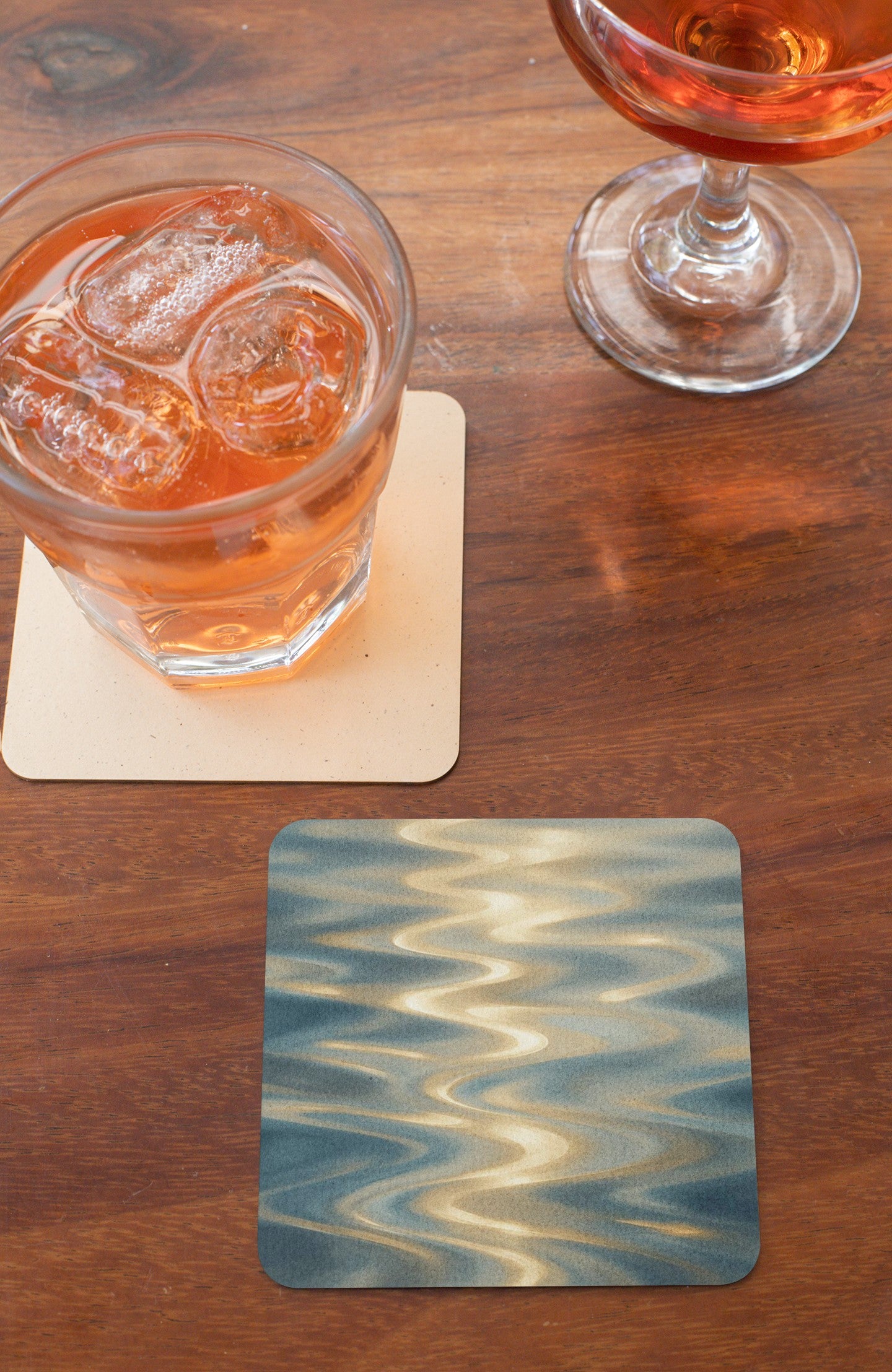 Elegant Ripple Cork Back Coaster, Stylish Drink Coaster, Home Decor, Housewarming Gift, Nautical Theme Coaster, Ocean Vibe Home Accessory