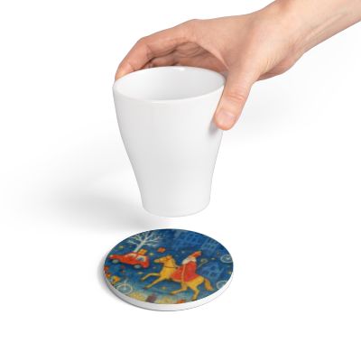 Festive Ceramic Coaster Set - Holiday Decor, Gift for Christmas, Home Barware, Unique Coasters for Winter Celebrations