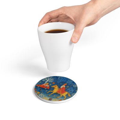 Festive Ceramic Coaster Set - Holiday Decor, Gift for Christmas, Home Barware, Unique Coasters for Winter Celebrations