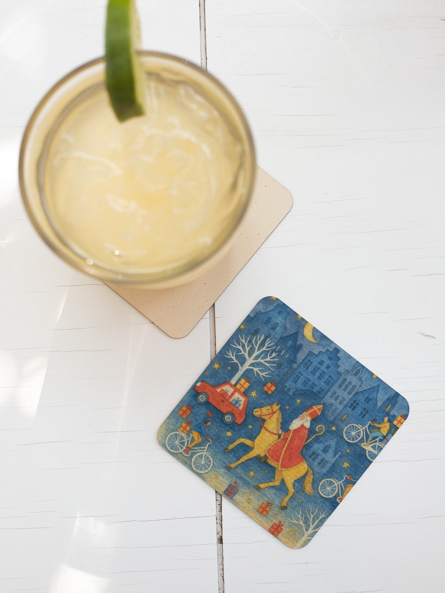 Festive Ceramic Coaster Set - Holiday Decor, Gift for Christmas, Home Barware, Unique Coasters for Winter Celebrations