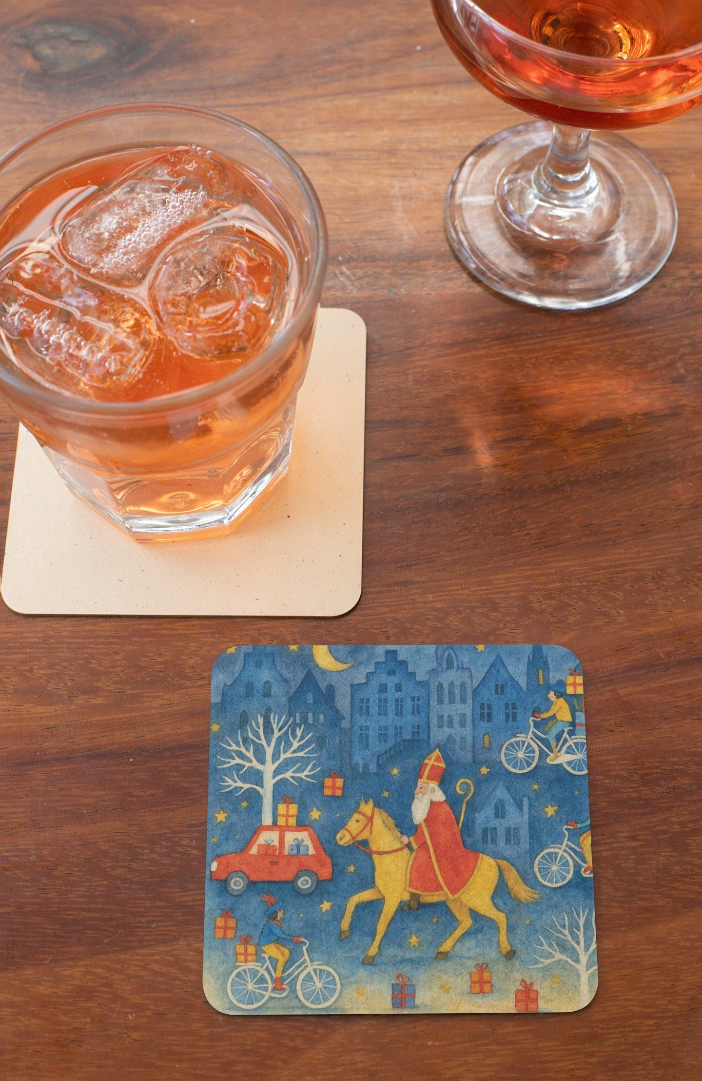 Festive Ceramic Coaster Set - Holiday Decor, Gift for Christmas, Home Barware, Unique Coasters for Winter Celebrations