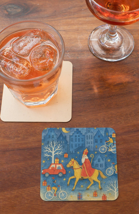 Festive Ceramic Coaster Set - Holiday Decor, Gift for Christmas, Home Barware, Unique Coasters for Winter Celebrations