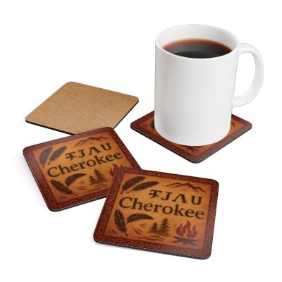 Cherokee-Inspired Corkwood Coaster Set | Rustic Home Decor, Drinkware Accessory, Housewarming Gift, Outdoor Gathering, Native American Art