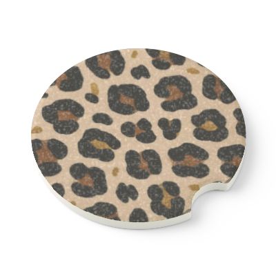 Leopard Print Soapstone Car Coaster, Stylish Auto Accessory, Car Gift, Home Decor, Cute Car Interior, Drink Holder