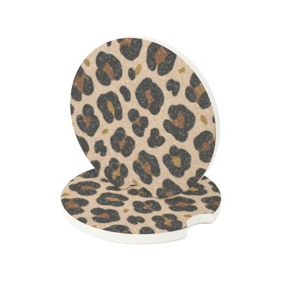 Leopard Print Soapstone Car Coaster, Stylish Auto Accessory, Car Gift, Home Decor, Cute Car Interior, Drink Holder