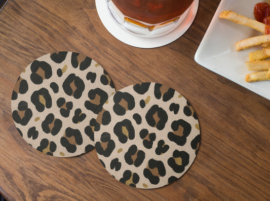Leopard Print Soapstone Car Coaster, Stylish Auto Accessory, Car Gift, Home Decor, Cute Car Interior, Drink Holder