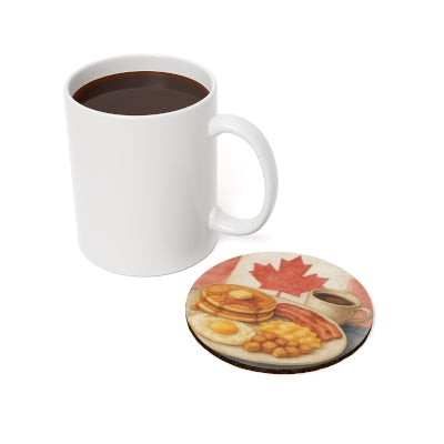 Cozy Canadian Breakfast Cork Coaster | Rustic Kitchen Decor | Housewarming Gift | Canada Day Celebration | Barware Essential