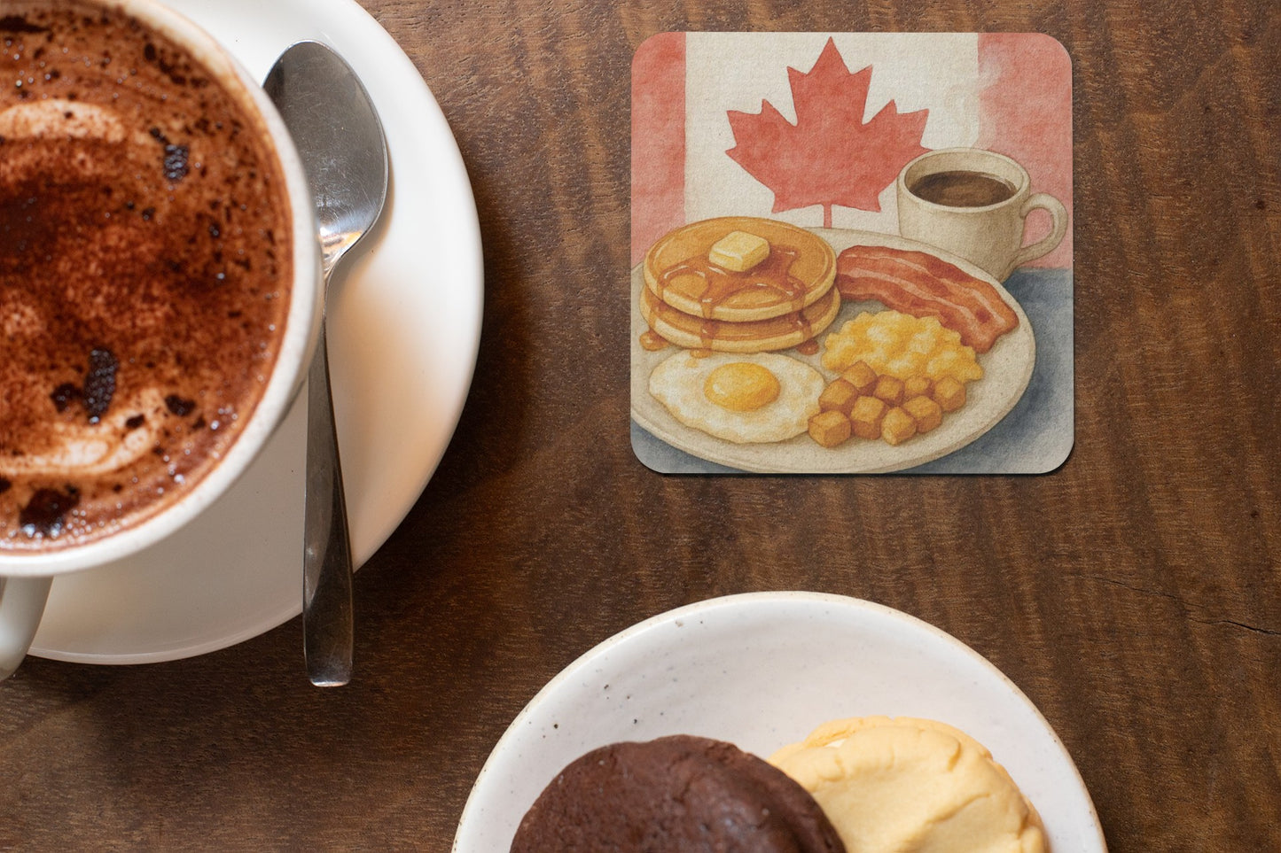 Cozy Canadian Breakfast Cork Coaster | Rustic Kitchen Decor | Housewarming Gift | Canada Day Celebration | Barware Essential