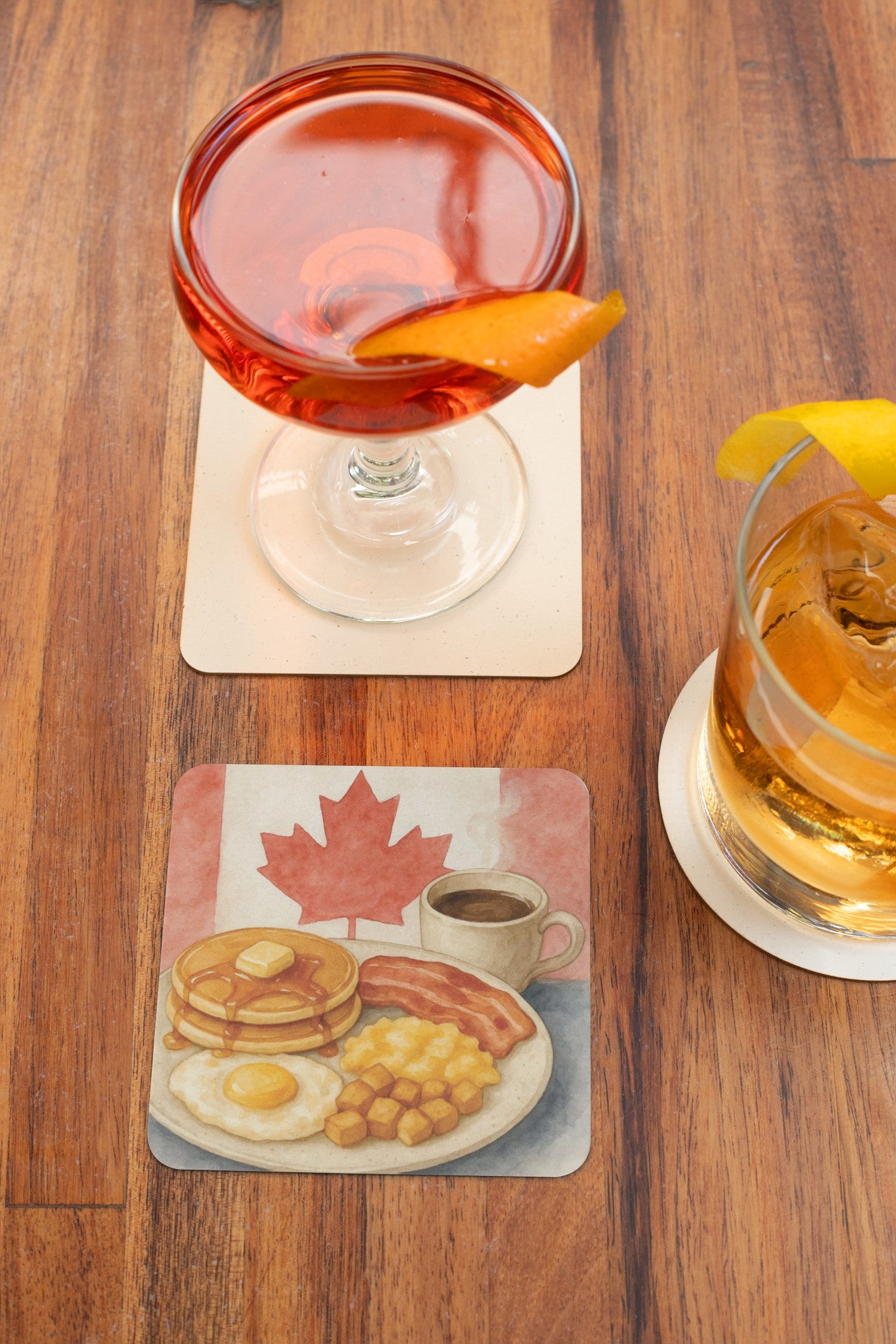 Cozy Canadian Breakfast Cork Coaster | Rustic Kitchen Decor | Housewarming Gift | Canada Day Celebration | Barware Essential