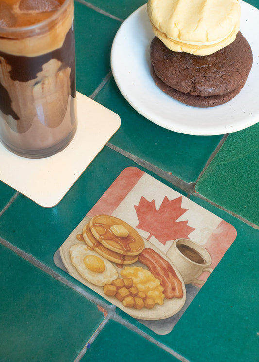 Cozy Canadian Breakfast Cork Coaster | Rustic Kitchen Decor | Housewarming Gift | Canada Day Celebration | Barware Essential