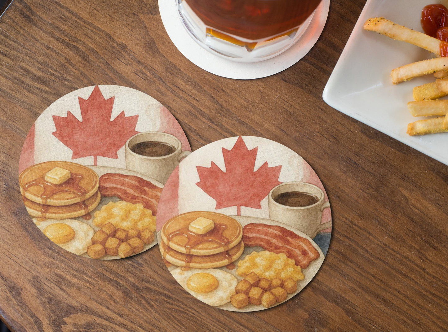 Cozy Canadian Breakfast Cork Coaster | Rustic Kitchen Decor | Housewarming Gift | Canada Day Celebration | Barware Essential