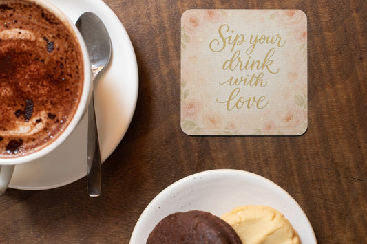 Romantic Floral Ceramic Coaster - Sip Your Drink with Love, Home Decor, Gift for Her, Wedding Favor, Etsy Coaster Set