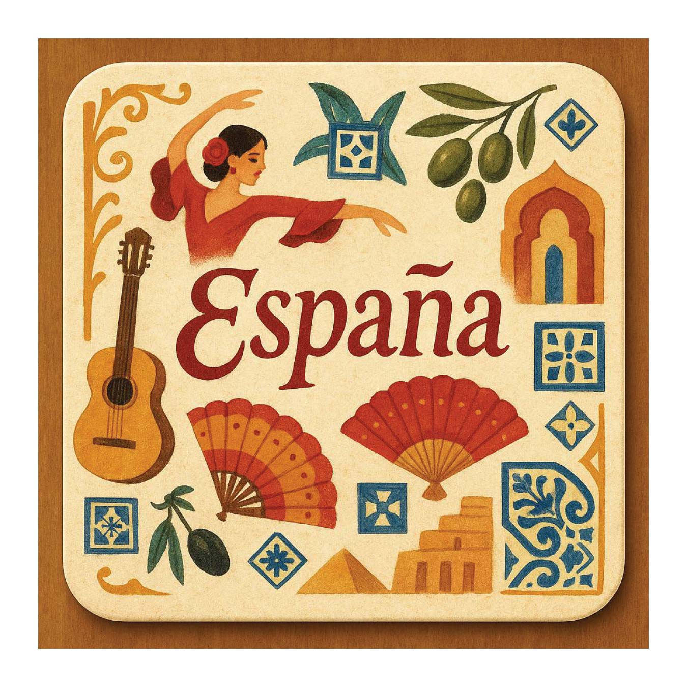 Spanish-Inspired Hardboard Coaster Set | Ethnic Home Decor, Gift for Her, Kitchen Accessories, Spain Decor, Housewarming Gift