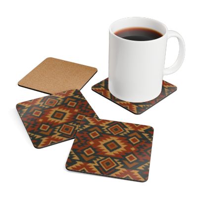 Southwestern Corkwood Coaster Set | Rustic Home Decor, Boho Gift, Table Protector, Housewarming, Unique Kitchen Accessory