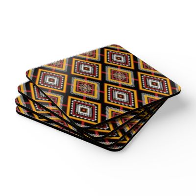 Vibrant Corkwood Coaster Set | Boho Decor, Home and Kitchen, Unique Gift, Party Essentials, Retro Design