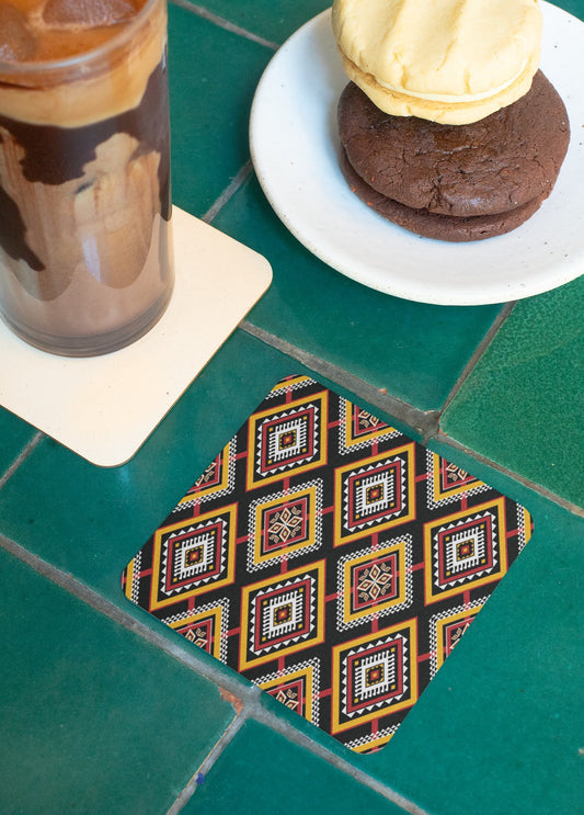 Vibrant Corkwood Coaster Set | Boho Decor, Home and Kitchen, Unique Gift, Party Essentials, Retro Design