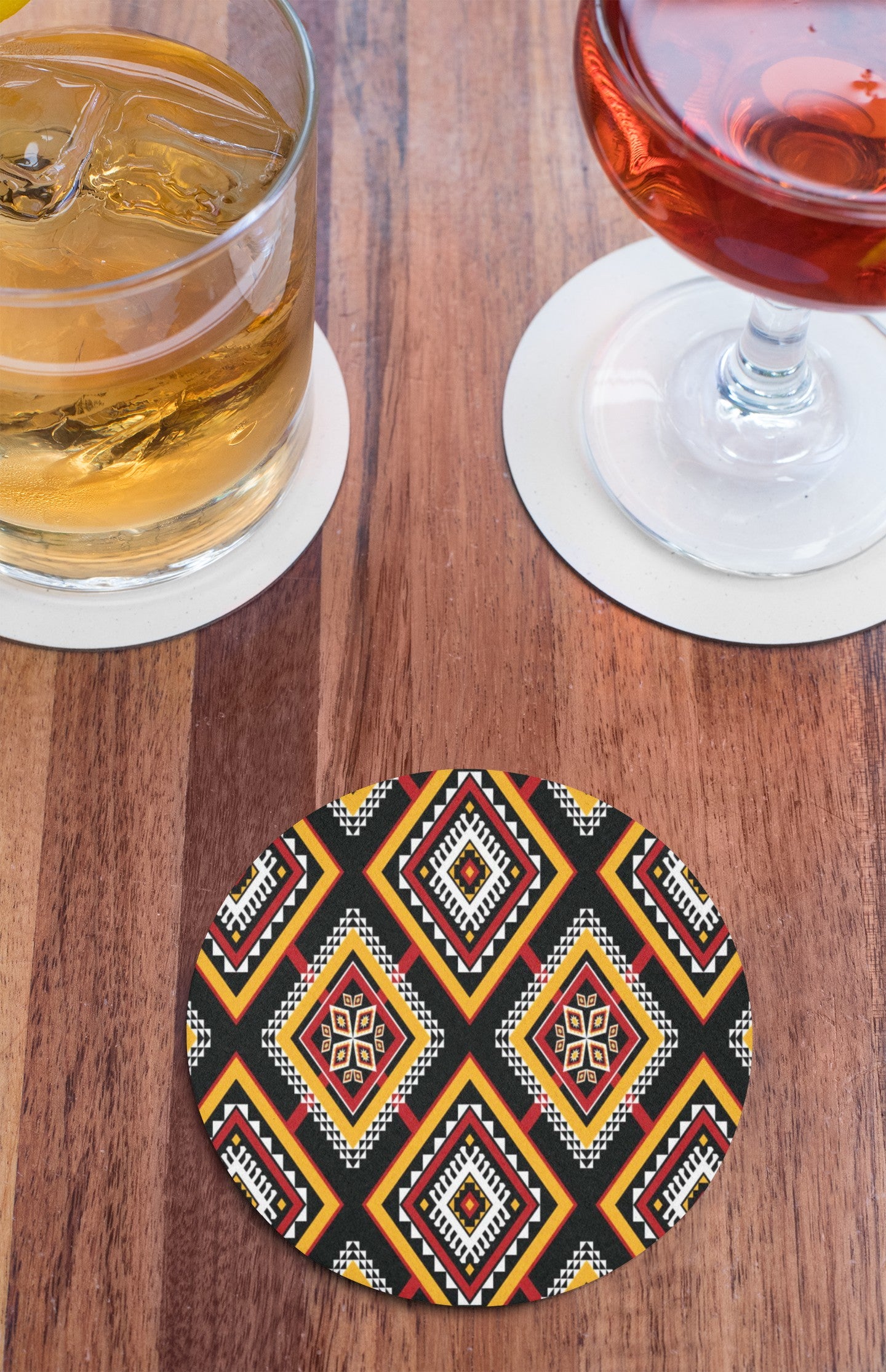 Vibrant Corkwood Coaster Set | Boho Decor, Home and Kitchen, Unique Gift, Party Essentials, Retro Design
