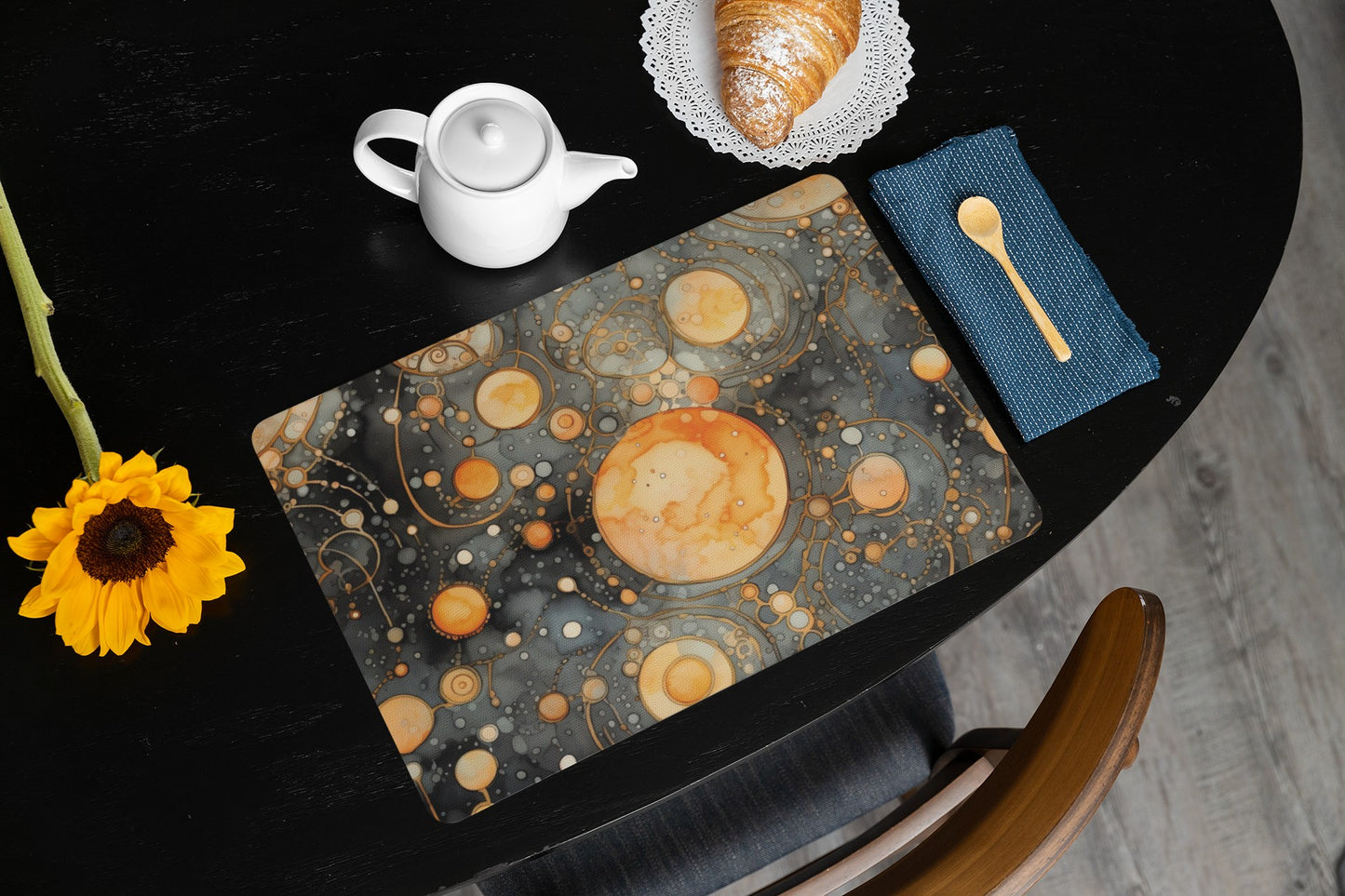 Galactic Abstract Placemat, Cosmic Table Settings for Space Lovers, Planetary Dining Decor, Unique Kitchen Accessories, Gift for Star Gazers