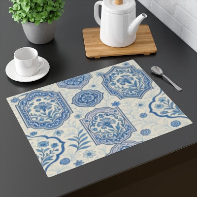 Blue Floral Placemats, Elegant Dining Table Decor, Kitchen Table Mats, Boho Home Decor, Table Settings, Perfect for Parties