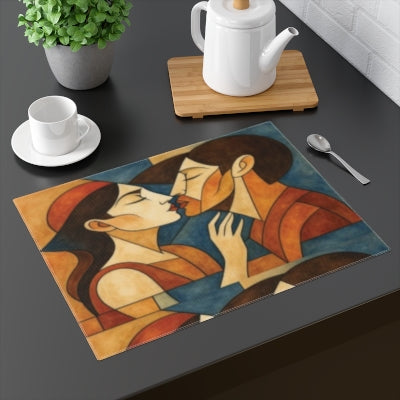 Romantic Art Placemat, Couple's Table Mat, Kitchen Decor, Gift for Lovers, Dining Table Accessory, Valentine's Day