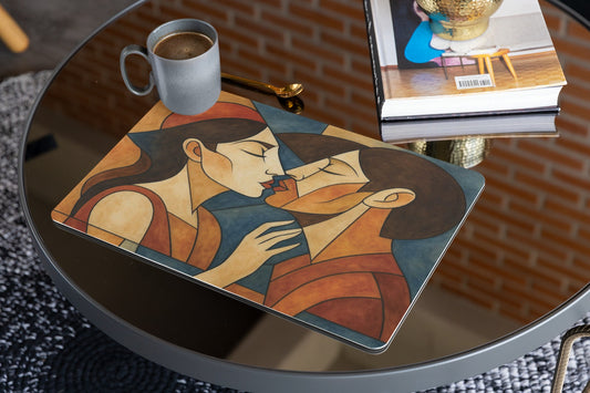 Romantic Art Placemat, Couple's Table Mat, Kitchen Decor, Gift for Lovers, Dining Table Accessory, Valentine's Day