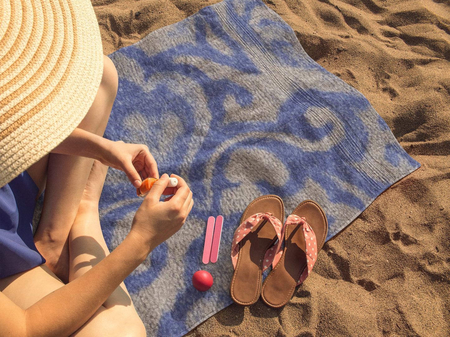 Elegant Blue Pattern Beach Towel, Stylish Pool Accessory, Perfect for Summer, Vacation, Beach Day, Gift for Beach Lovers