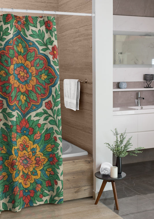 Vibrant Floral Shower Curtain, Colorful Bathroom Decor, Bohemian Home Accent, Nature-Inspired Gift, Cottagecore Shower Accessory