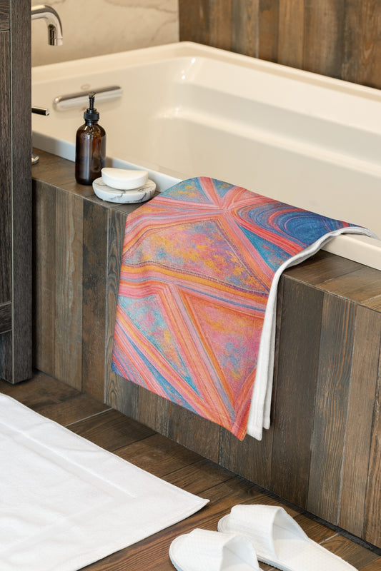 Vibrant Face Towel with Colorful Pattern, Spa Towel, Home Decor Towel, Gift for Her, Artistic Washcloth